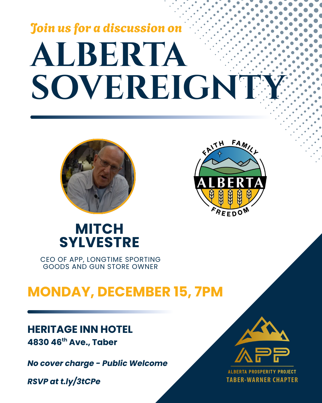 December 15 | Taber | APP Chapter Meeting | Guest Speaker Mitch Sylvestre